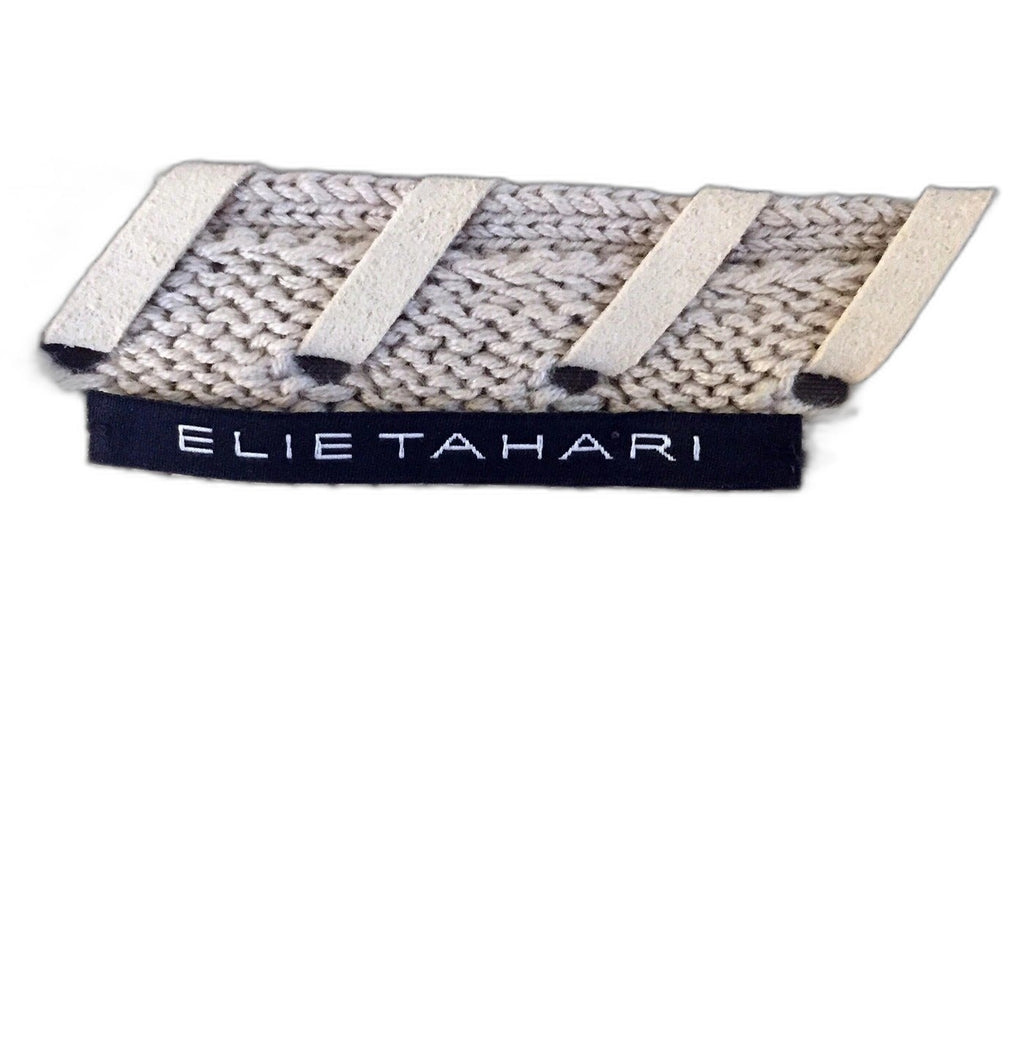 Elie Tahari beige silk blend whipstitch sweater - detail 2