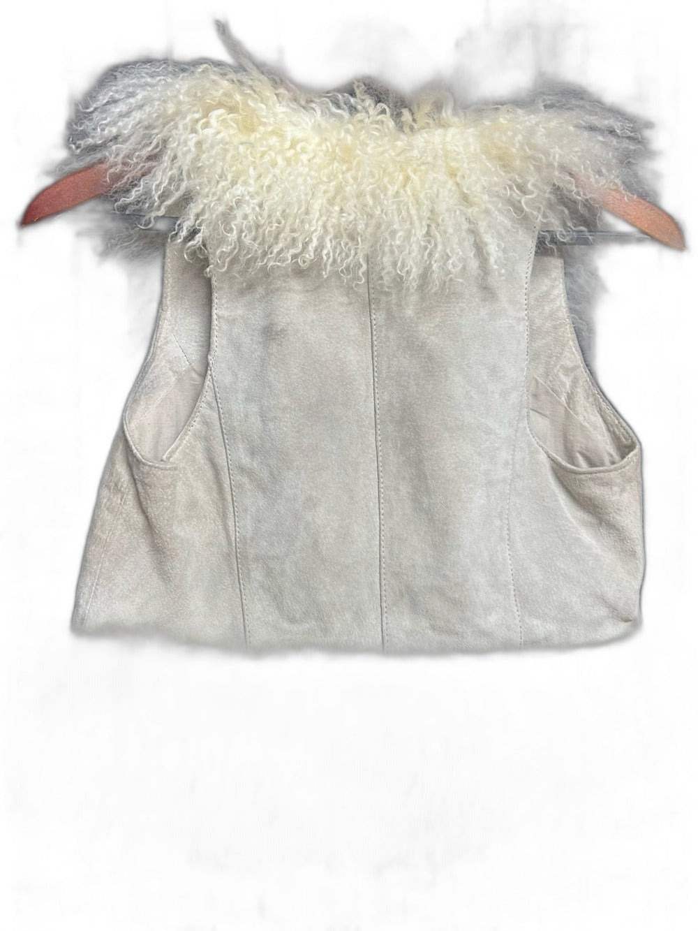 Y2K Topsbop grey suede shearling fur vest - view 5
