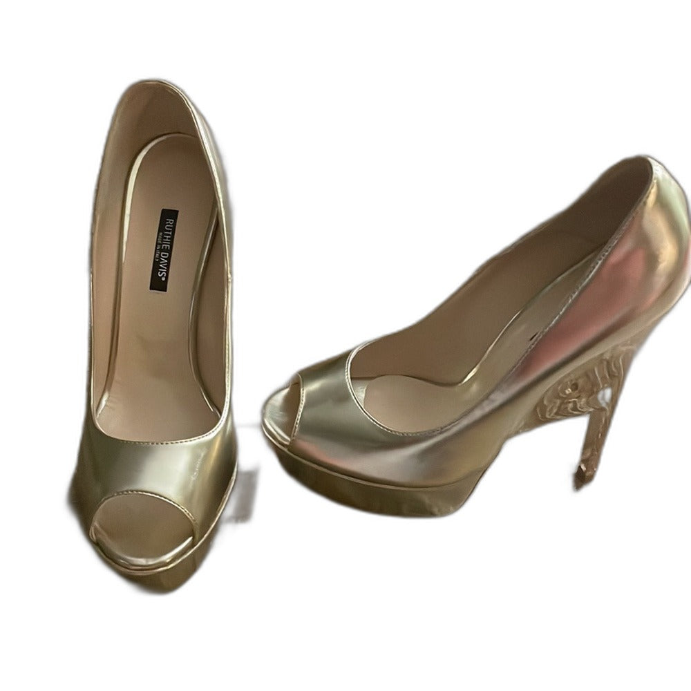 Ruthie Davis gold patent platform pumps, EU 40 fits US 9.5 - view 5