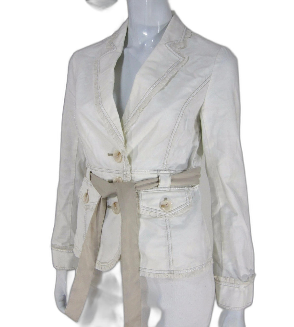 White House Black Market ivory belted blazer jacket - view 5