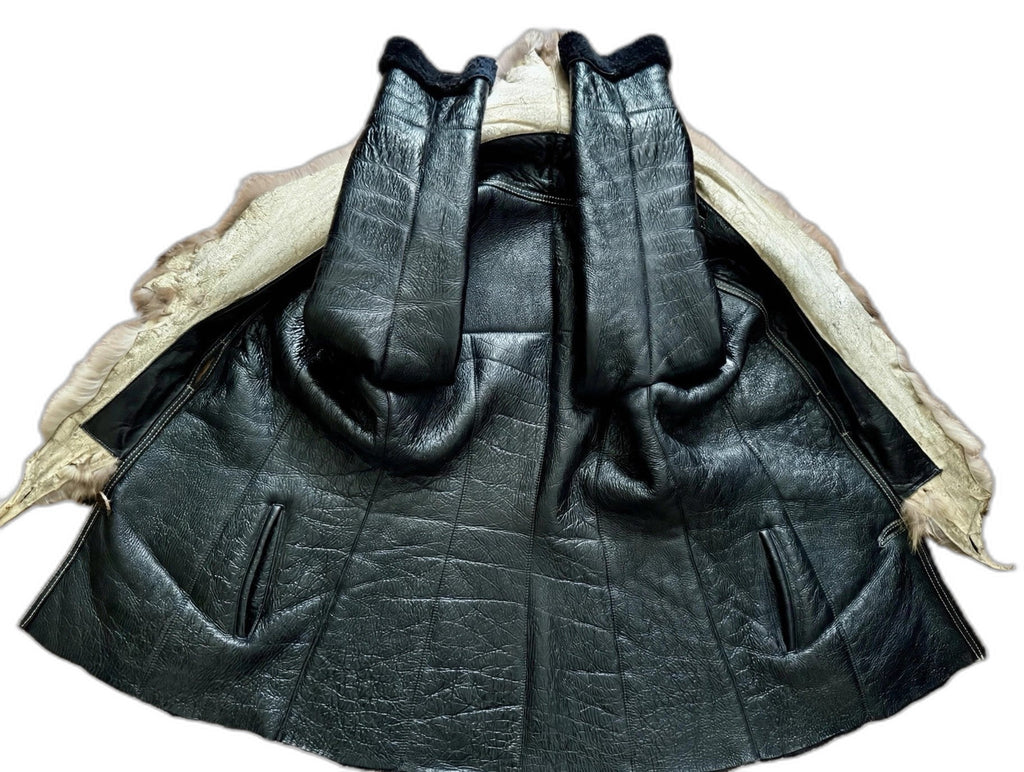 Rixosi Collection Italian sheepskin shearling jacket with raccoon fur collar - view 5