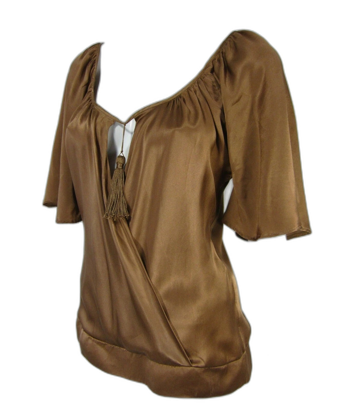 Maje brown silk V-neck blouse - view 5