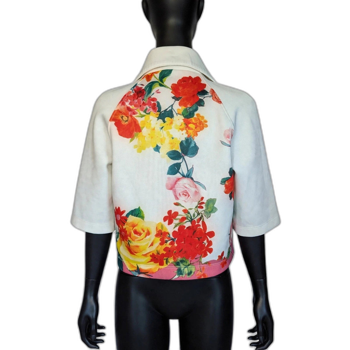 Blugirl floral zip jacket back view on black mannequin