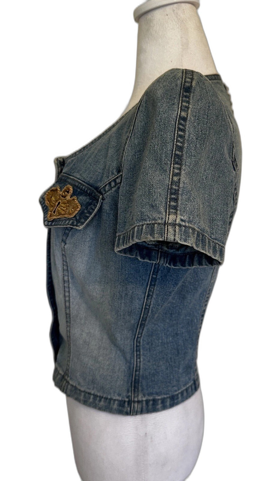 Vintage Gattinoni Fortune Italy embroidered denim top - view 6