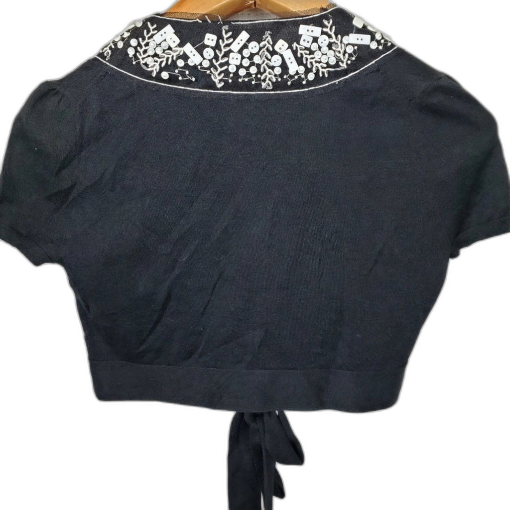 BCBGMaxAzria Black Embellished Crop Top - Size XS