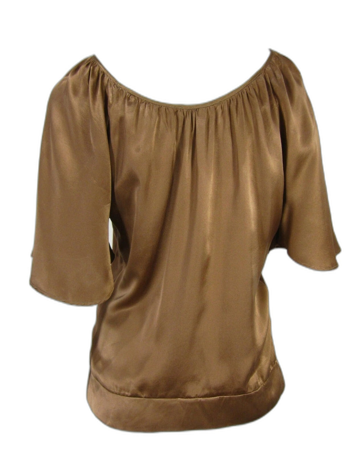Maje brown silk V-neck blouse - view 6