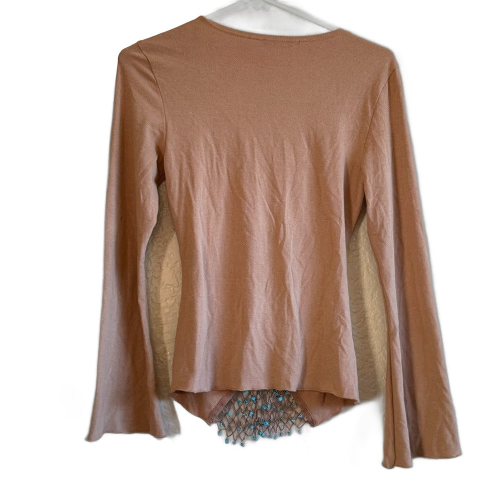 Sans Souci ruched tan top - back