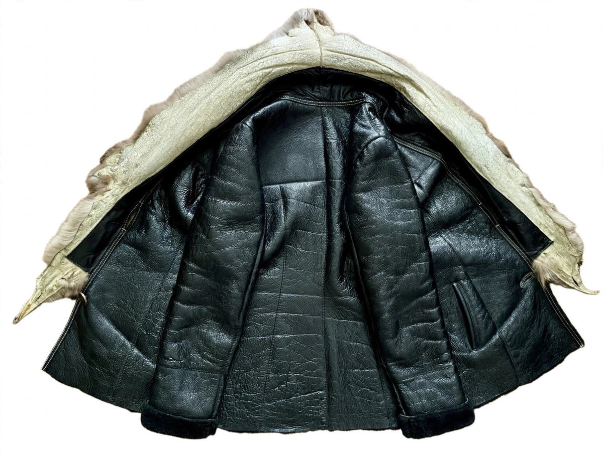 Rixosi Collection Italian sheepskin shearling jacket with raccoon fur collar - view 6
