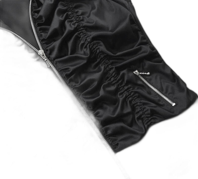 Sharagano black ruched satin vest top - view 6