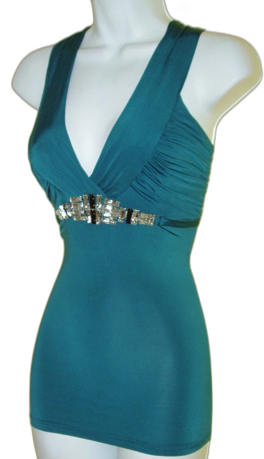 Wet Seal crystal rhinestone halter top in emerald green - view 6