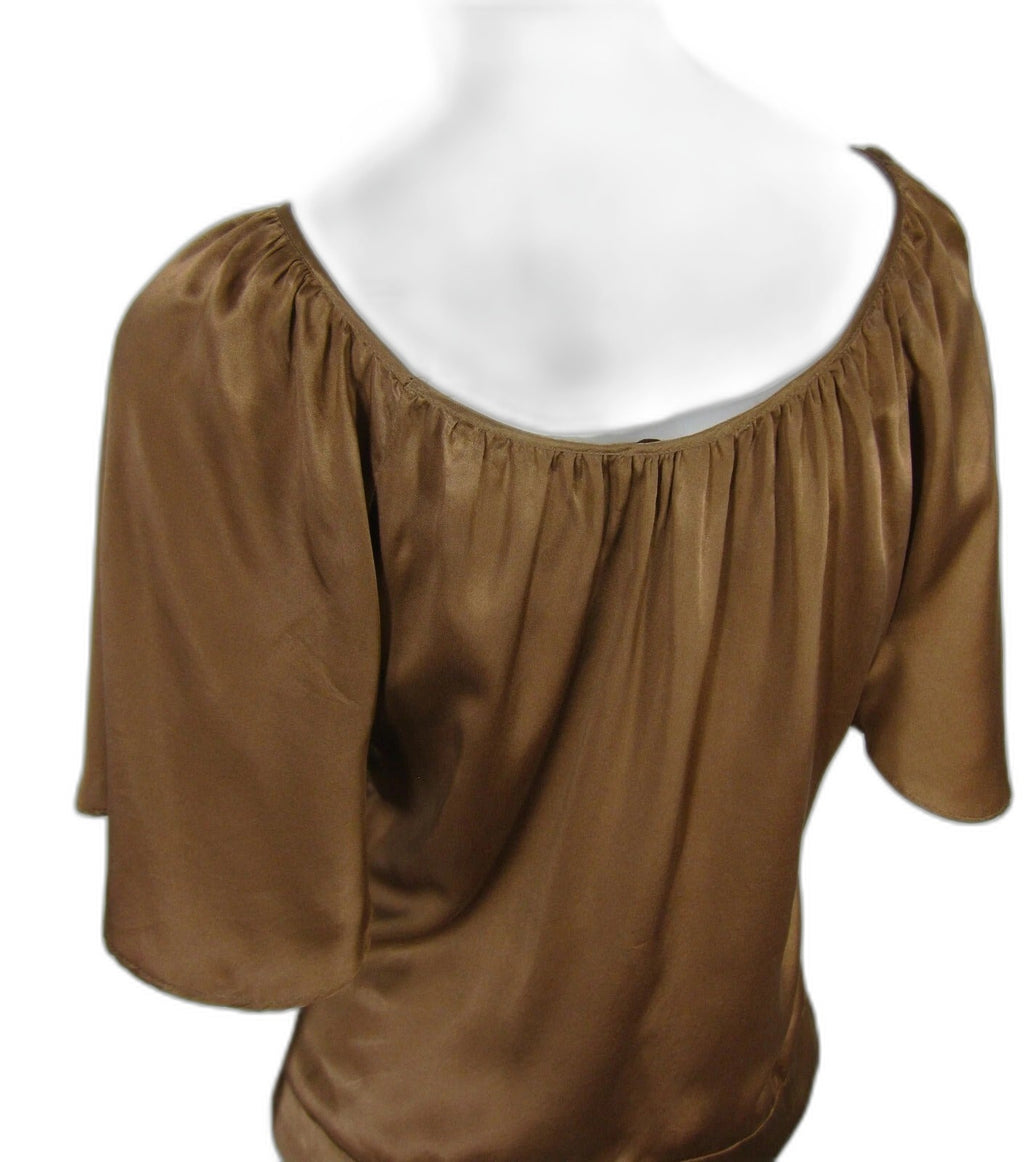 Maje brown silk V-neck blouse - view 7