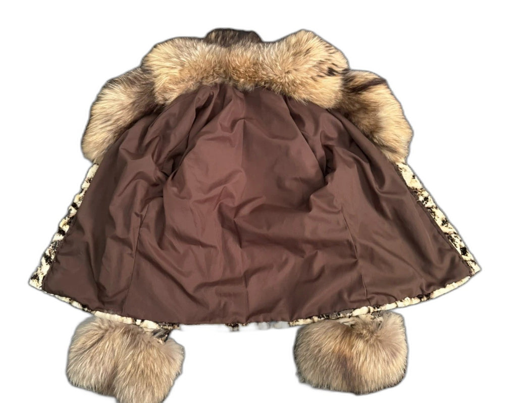 Saglia vintage sheared mink fur coat with raccoon trim - view 7