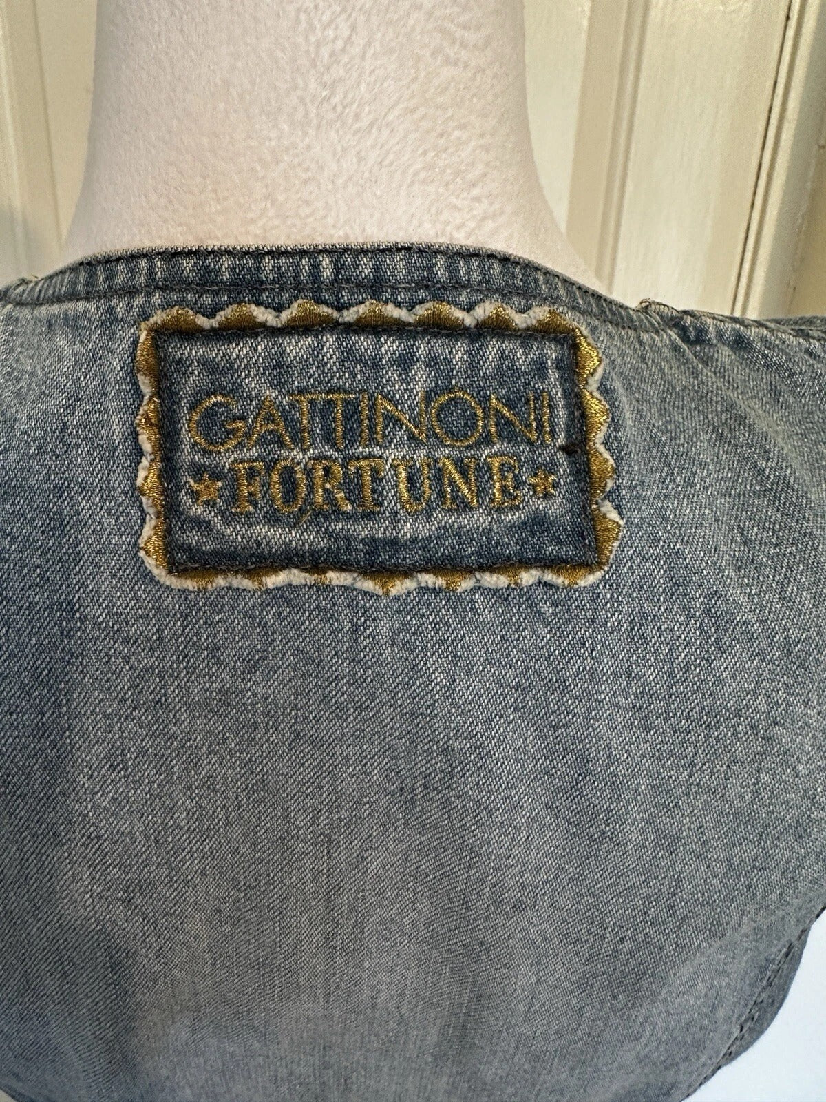 Vintage Gattinoni Fortune Italy embroidered denim top - view 7