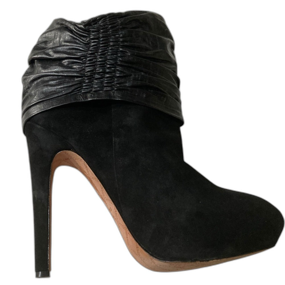 L.A.M.B. by Gwen Stefani black suede leather heeled ankle boots - view 7