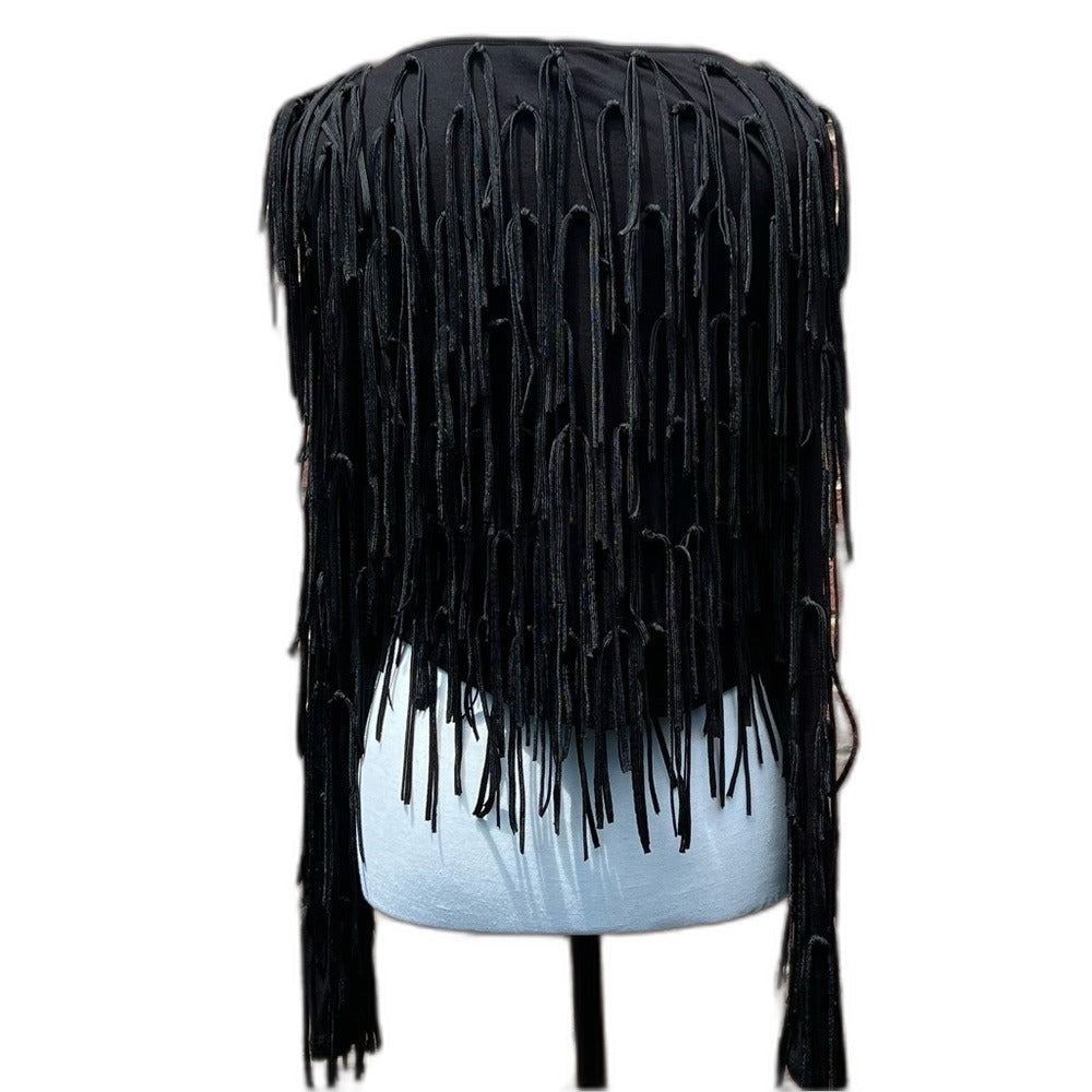 INC International Concepts black fringe top - size M - view 7