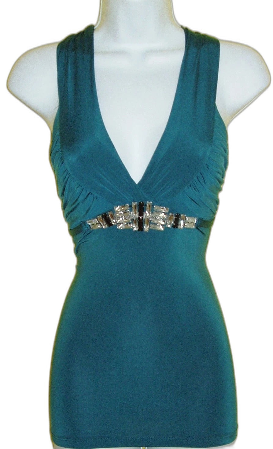 Wet Seal crystal rhinestone halter top in emerald green - view 7