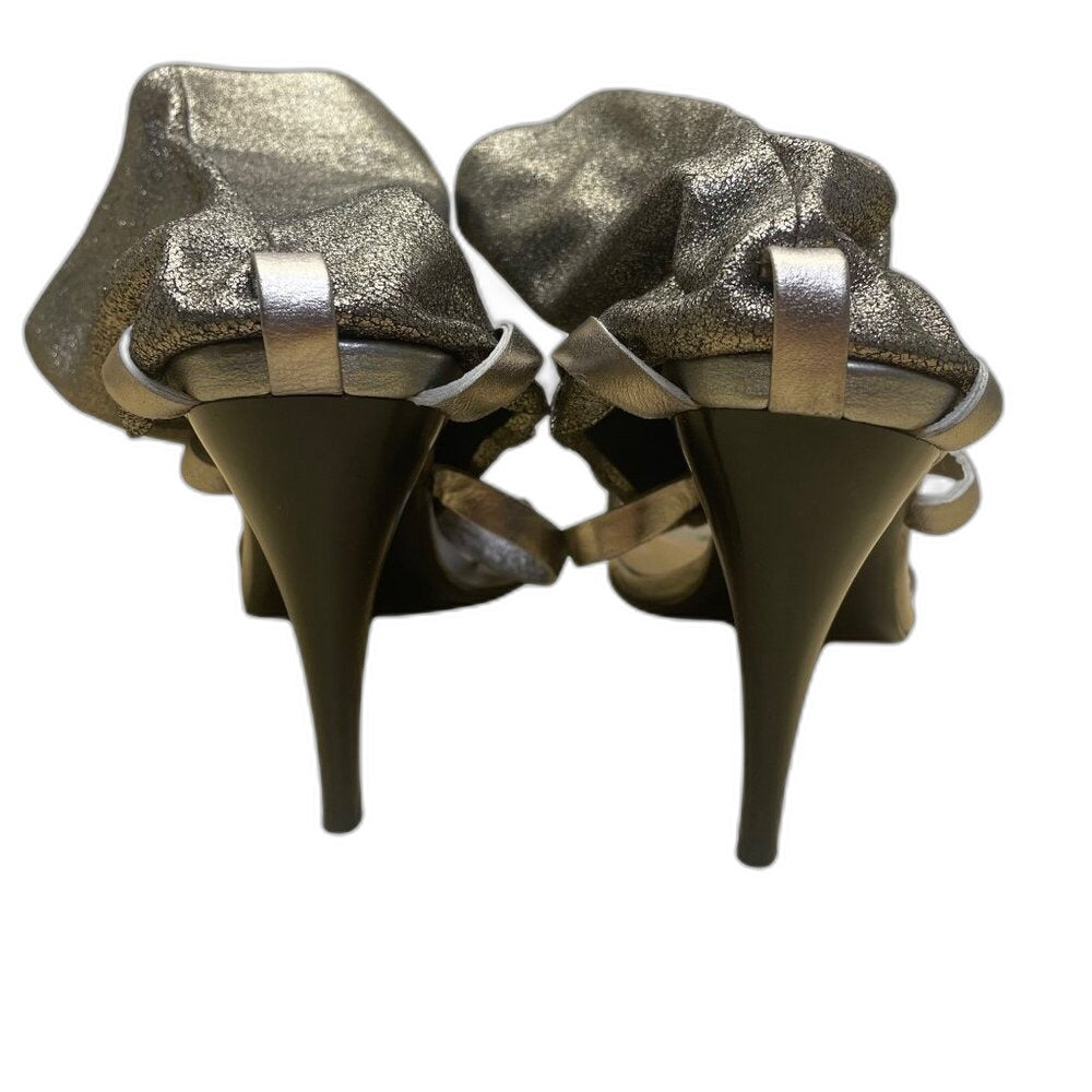 Juno silvery cracked leather ankle-wrap heeled sandals - view 7