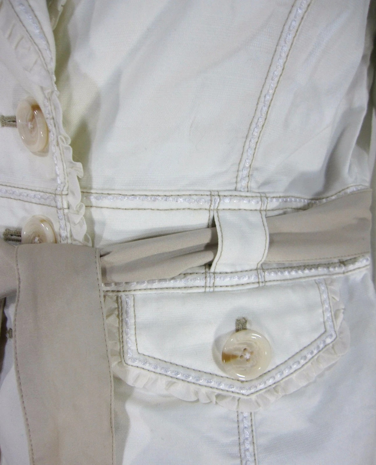 White House Black Market ivory belted blazer jacket - view 7