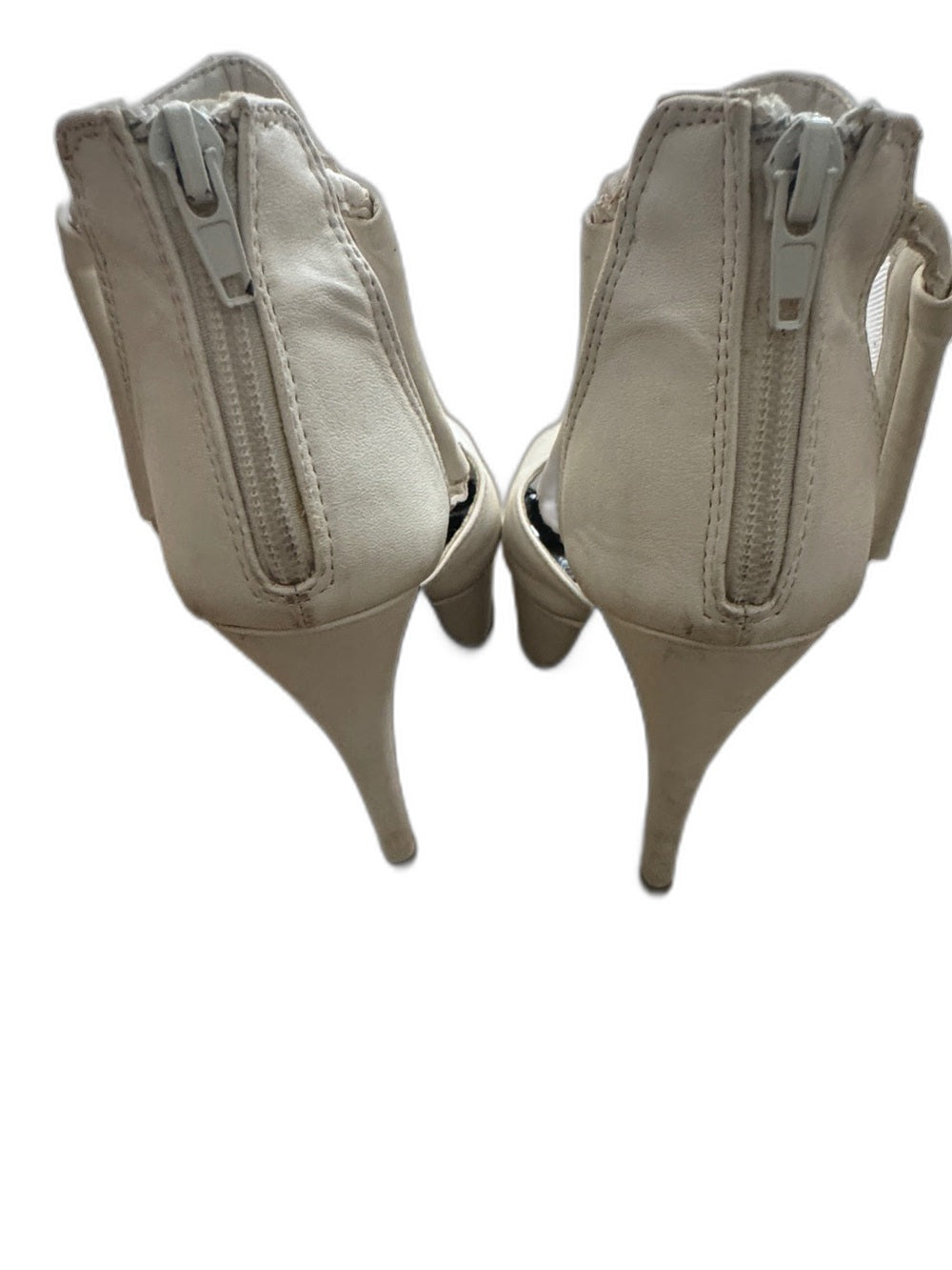 Charlotte Russe white platform peep-toe heels with mesh strap - view 8