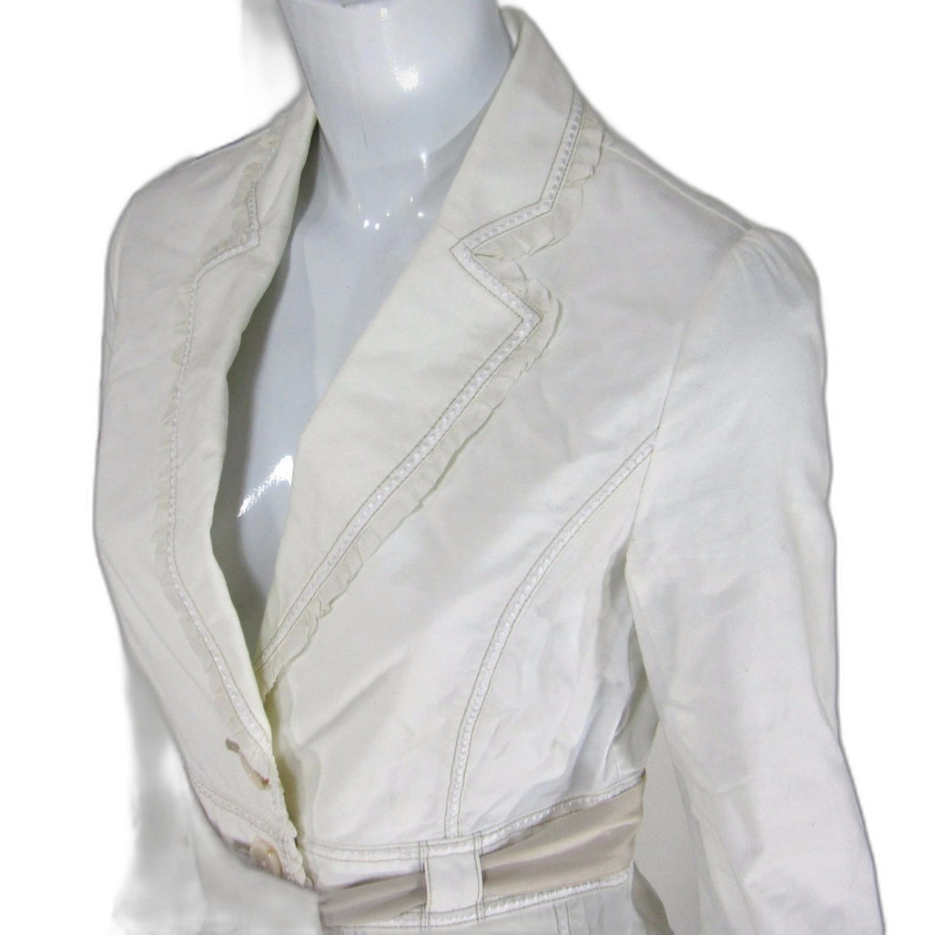 White House Black Market ivory belted blazer jacket - view 8