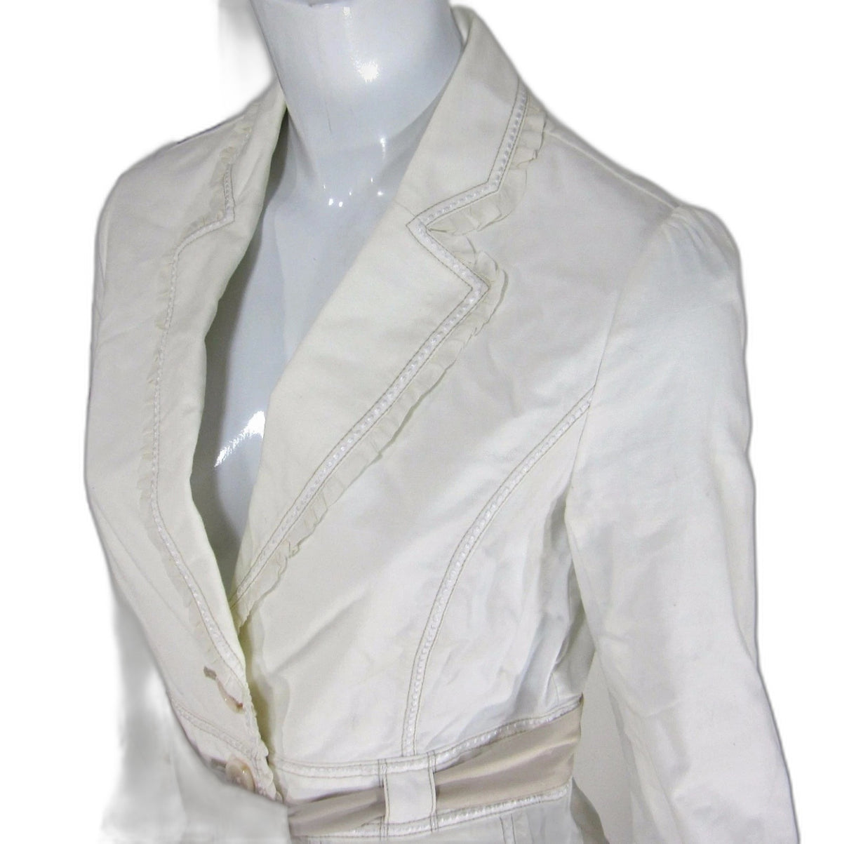 White House Black Market ivory belted blazer jacket - view 8