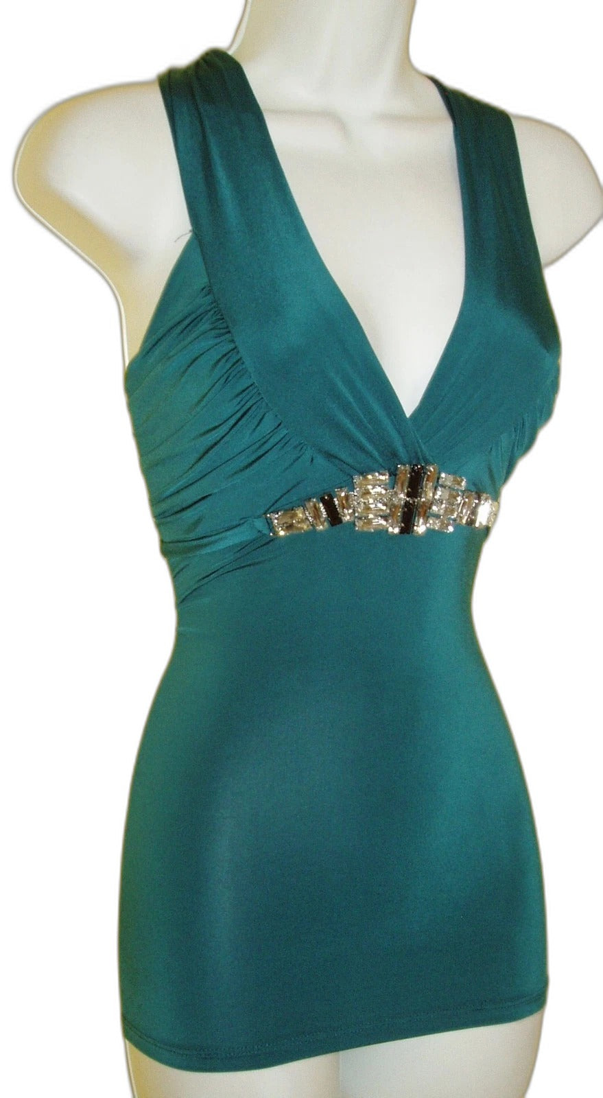 Wet Seal crystal rhinestone halter top in emerald green - view 8