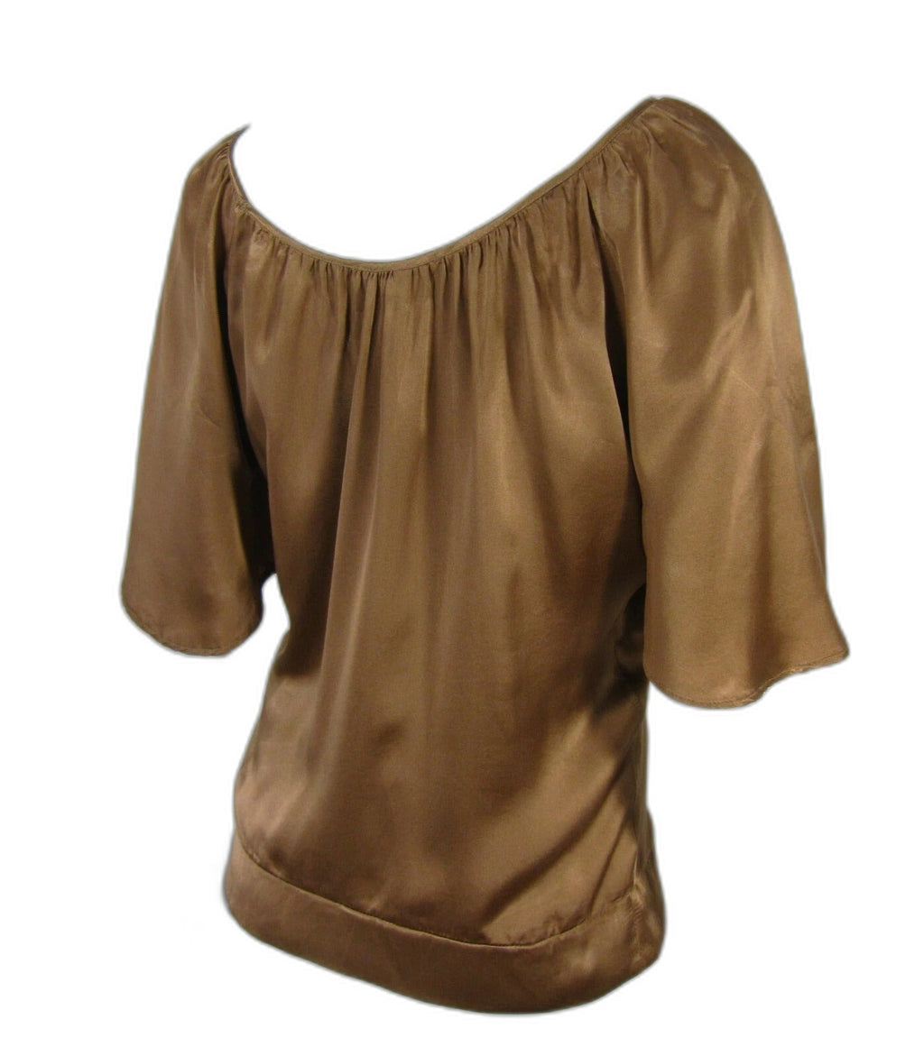 Maje brown silk V-neck blouse - view 8