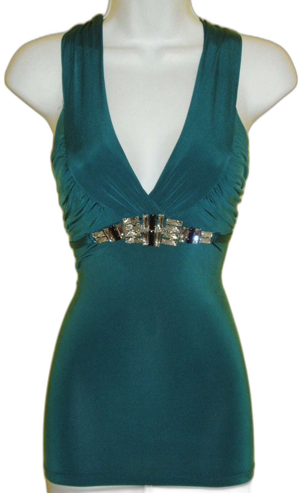 Wet Seal crystal rhinestone halter top in emerald green - view 9