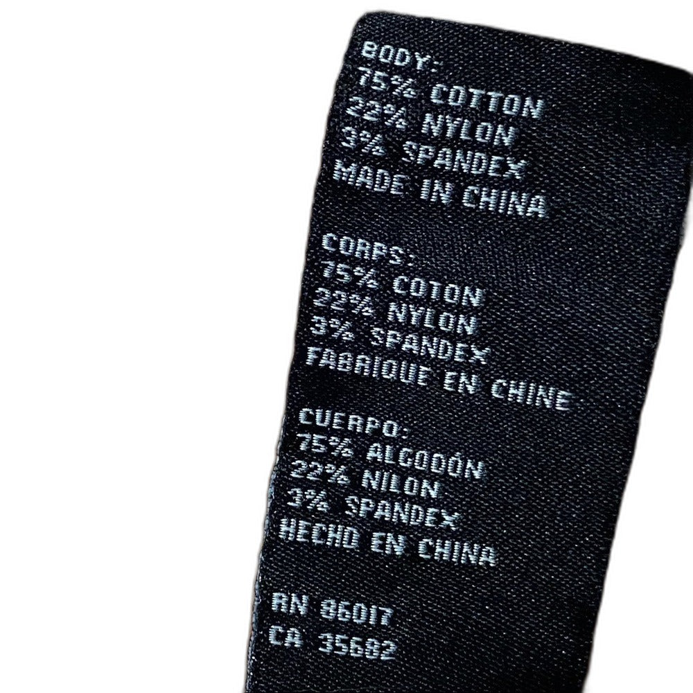 bebe fabric content label