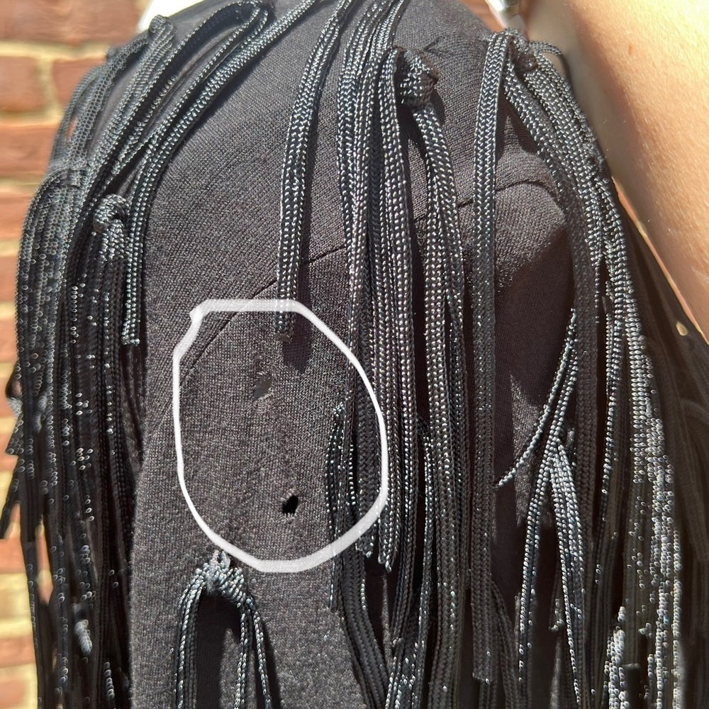 INC International Concepts black fringe top - size M - view 9