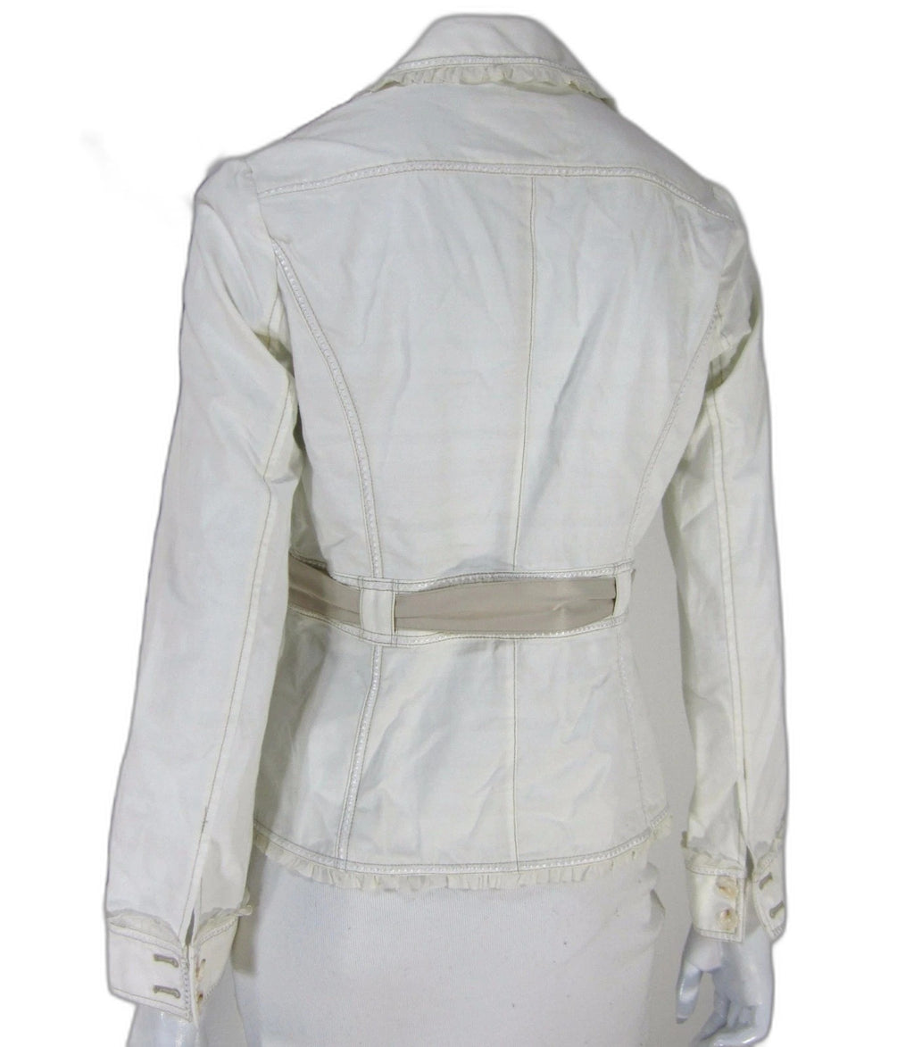 White House Black Market ivory belted blazer jacket - view 9