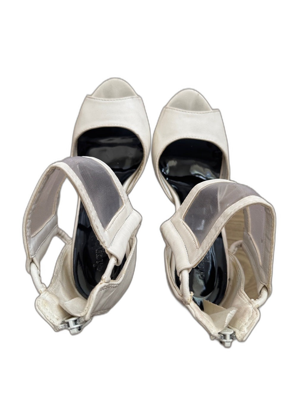 Charlotte Russe white platform peep-toe heels with mesh strap - with box