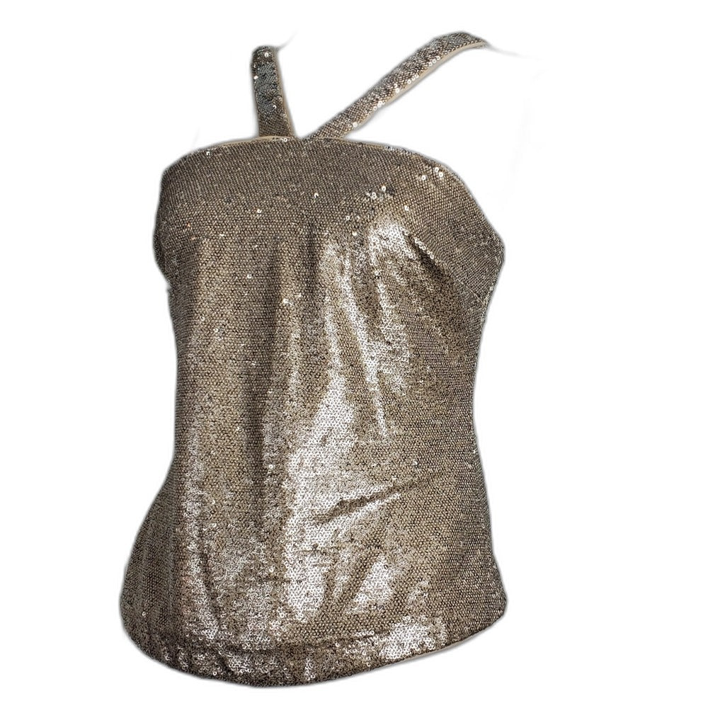 Vince Camuto gold and silver sequin halter tank top - view 9
